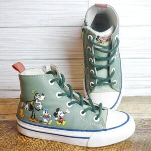 Zara Disney Kids Size 11.5 (29) Mickey Mouse High Tops Shoes Side Zip Sn…